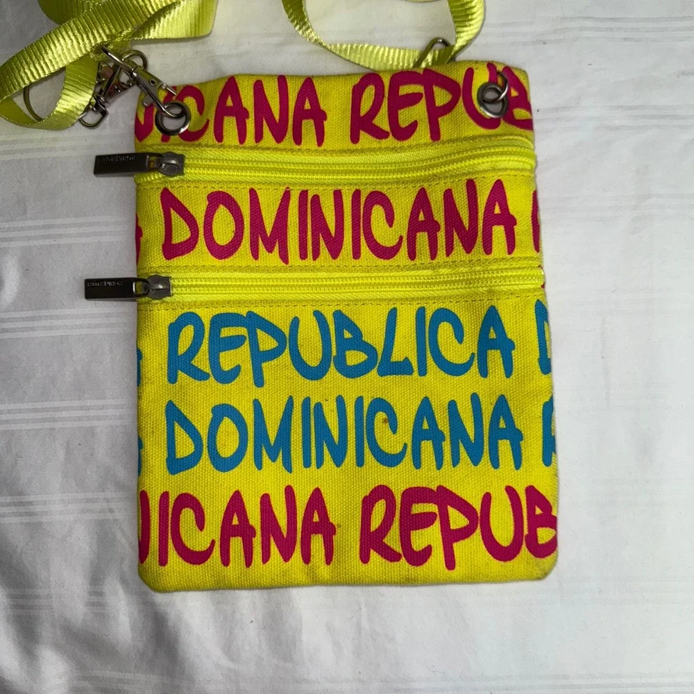 Dominican Republic Crossbody Bag‎ Travel Purse Yellow Pink Blue